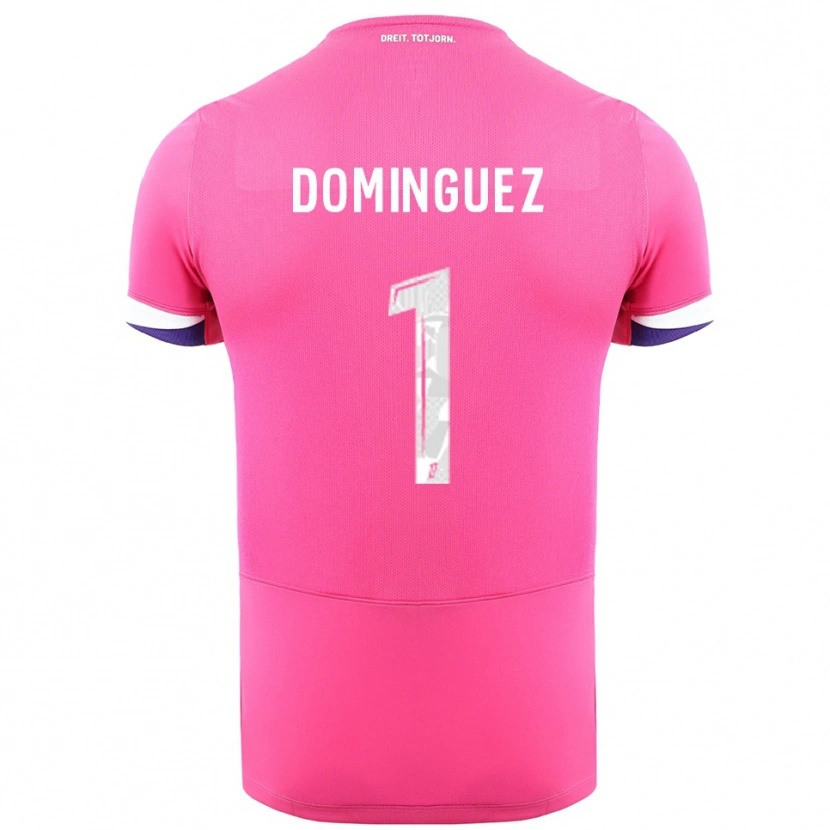 Danxen Børn Álex Domínguez #1 Pink Hvid Udebane Spillertrøjer 2025/26 Trøje T-Shirt