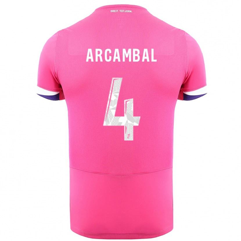 Danxen Børn Anais Arcambal #4 Pink Hvid Udebane Spillertrøjer 2025/26 Trøje T-Shirt