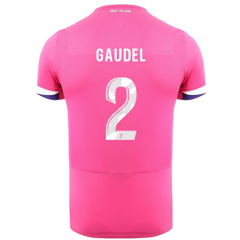 Danxen Børn Raphaël Gaudel #2 Pink Hvid Udebane Spillertrøjer 2025/26 Trøje T-Shirt