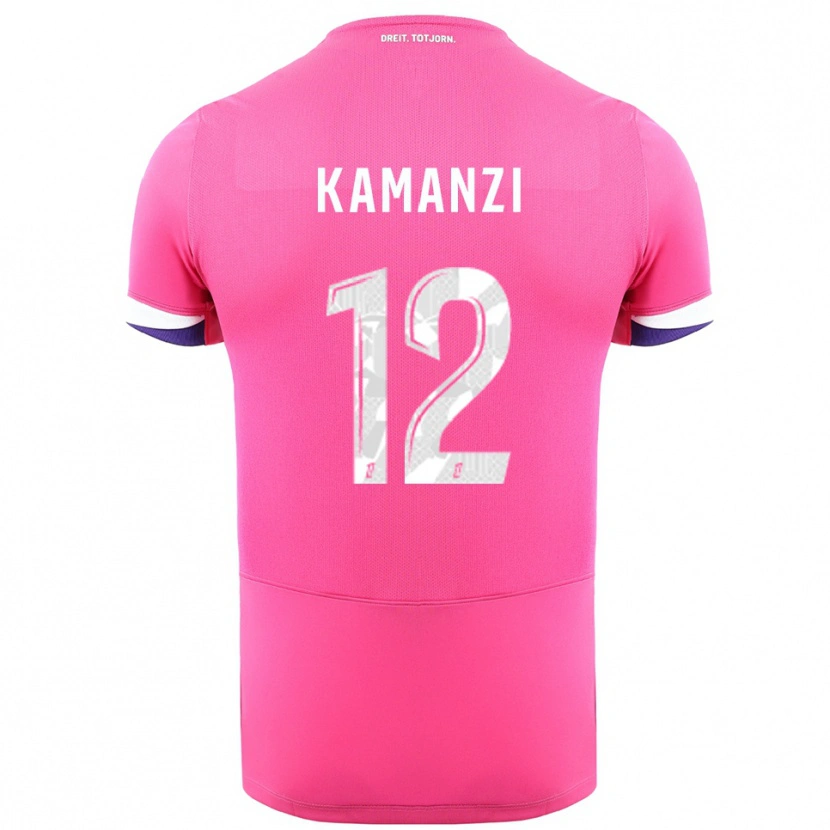 Danxen Børn Warren Kamanzi #12 Pink Hvid Udebane Spillertrøjer 2025/26 Trøje T-Shirt
