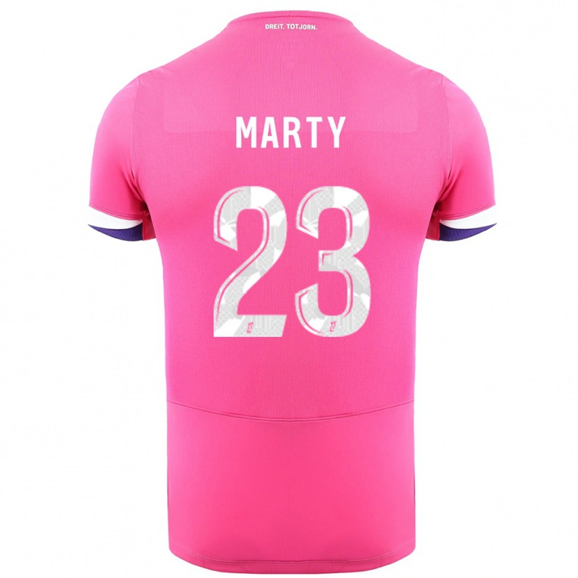 Danxen Børn Chloé Marty #23 Pink Hvid Udebane Spillertrøjer 2025/26 Trøje T-Shirt