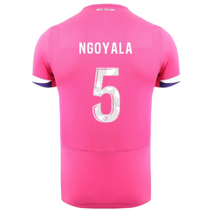Danxen Børn Frédéric Efuele Ngoyala #5 Pink Hvid Udebane Spillertrøjer 2025/26 Trøje T-Shirt