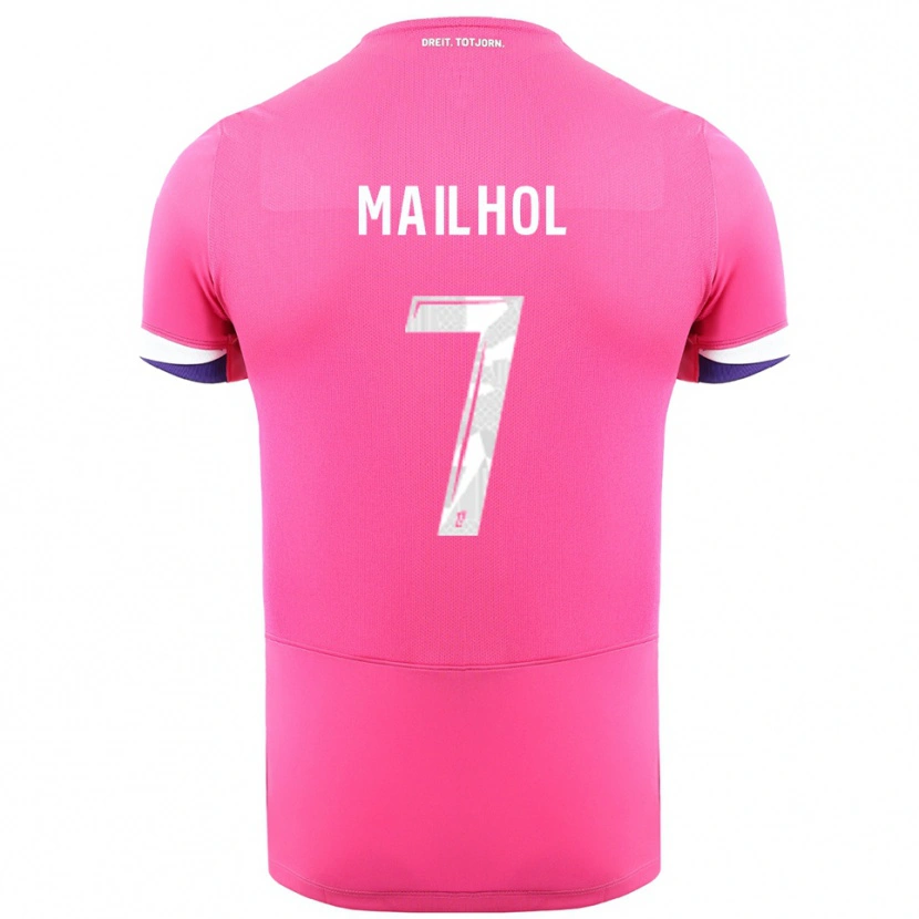 Danxen Børn Luca Mailhol #7 Pink Hvid Udebane Spillertrøjer 2025/26 Trøje T-Shirt