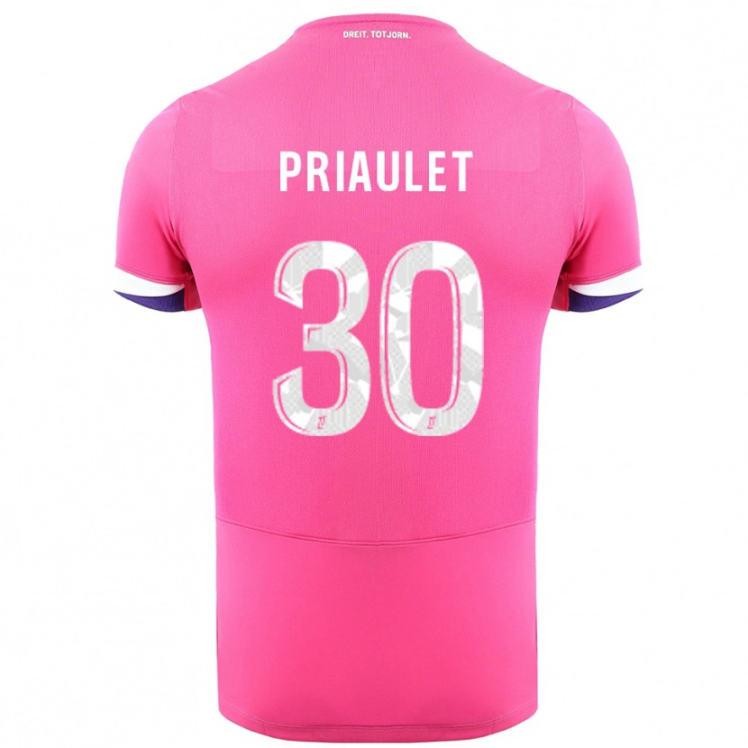 Danxen Børn Anaïs Priaulet #30 Pink Hvid Udebane Spillertrøjer 2025/26 Trøje T-Shirt