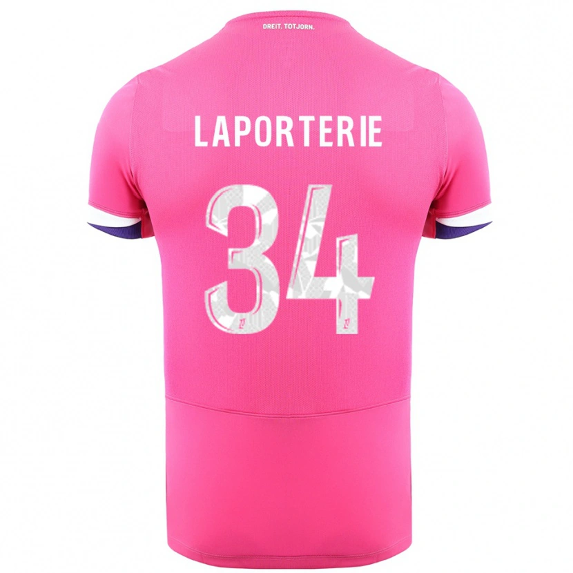 Danxen Børn Ambre Laporterie #34 Pink Hvid Udebane Spillertrøjer 2025/26 Trøje T-Shirt