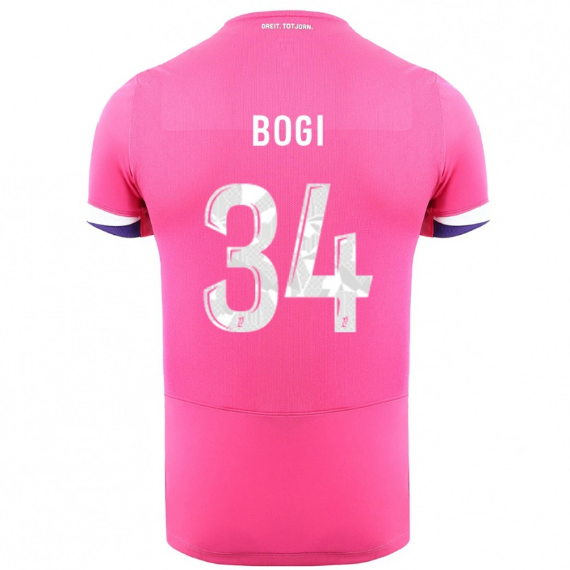 Danxen Børn Fiona Bogi #34 Pink Hvid Udebane Spillertrøjer 2025/26 Trøje T-Shirt