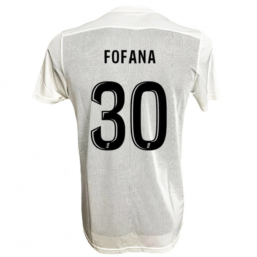 Danxen Børn Yahia Fofana #30 Sort Hvid Udebane Spillertrøjer 2025/26 Trøje T-Shirt
