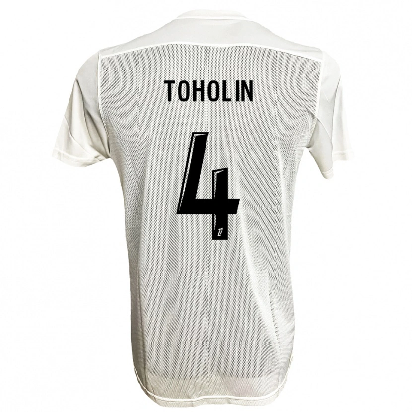Danxen Børn Abdine Toholin #4 Sort Hvid Udebane Spillertrøjer 2025/26 Trøje T-Shirt