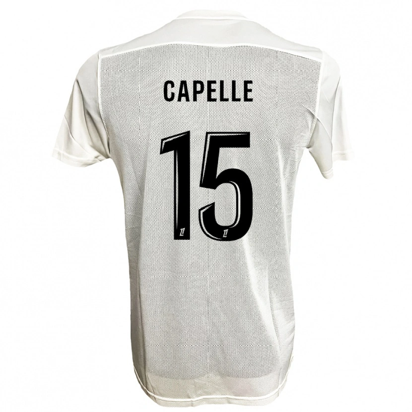 Danxen Børn Pierrick Capelle #15 Sort Hvid Udebane Spillertrøjer 2025/26 Trøje T-Shirt