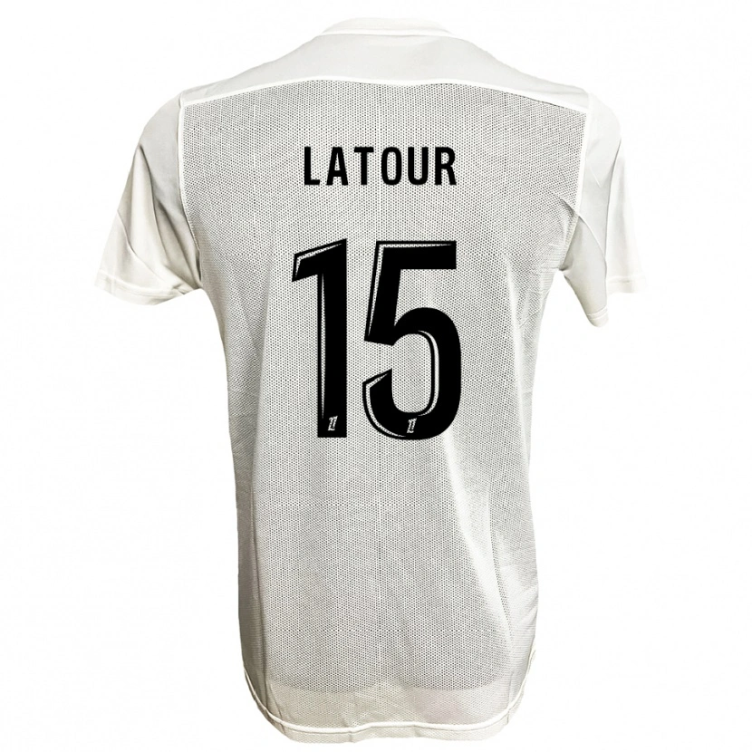 Danxen Børn Léo Latour #15 Sort Hvid Udebane Spillertrøjer 2025/26 Trøje T-Shirt