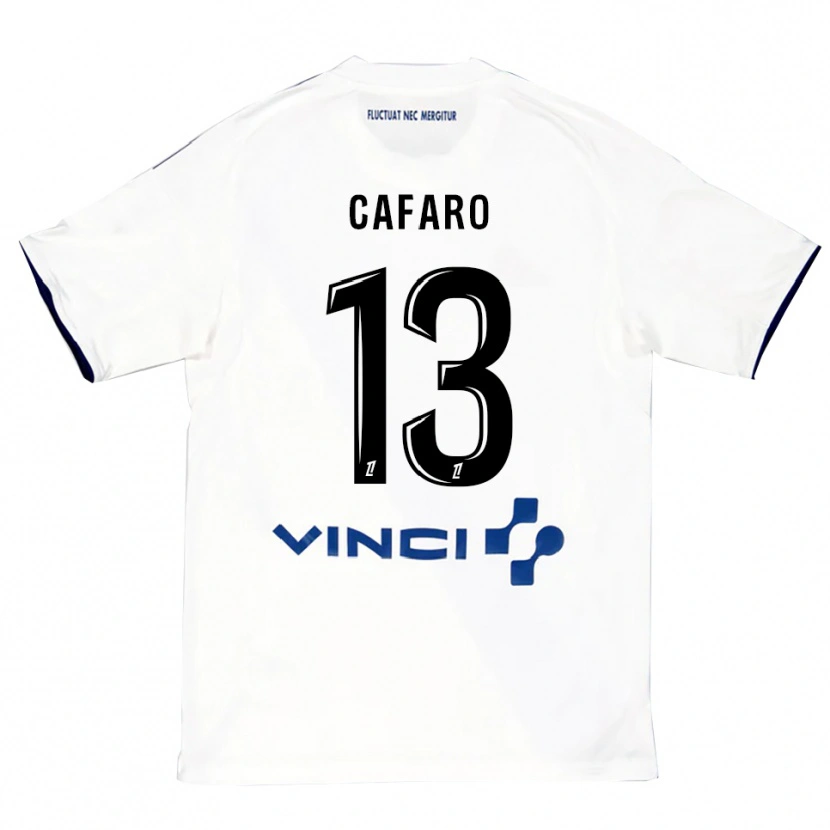 Danxen Børn Mathieu Cafaro #13 Hvid Blå Udebane Spillertrøjer 2025/26 Trøje T-Shirt