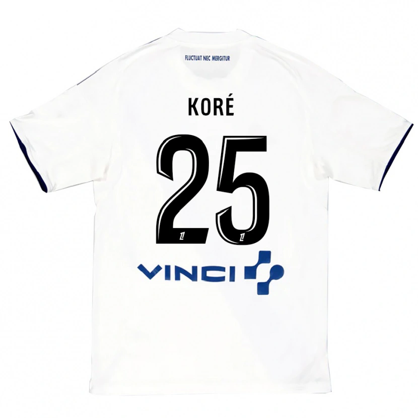 Danxen Børn Yoan Koré #25 Hvid Blå Udebane Spillertrøjer 2025/26 Trøje T-Shirt