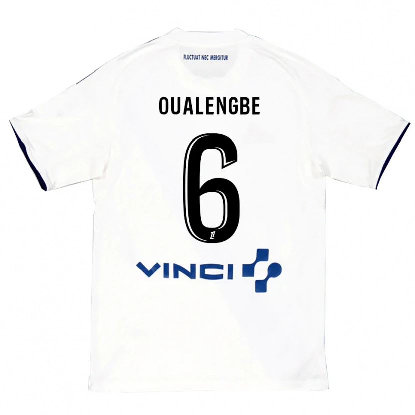 Danxen Børn Gabriel Oualengbe #6 Hvid Blå Udebane Spillertrøjer 2025/26 Trøje T-Shirt