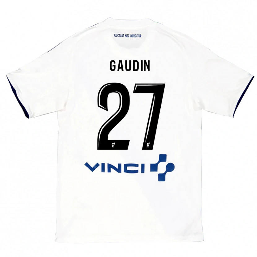 Danxen Børn Jules Gaudin #27 Hvid Blå Udebane Spillertrøjer 2025/26 Trøje T-Shirt