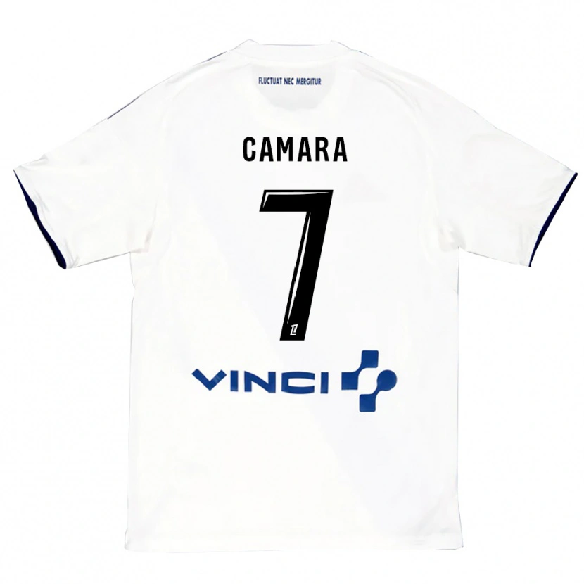 Danxen Børn Ismaël Camara #7 Hvid Blå Udebane Spillertrøjer 2025/26 Trøje T-Shirt