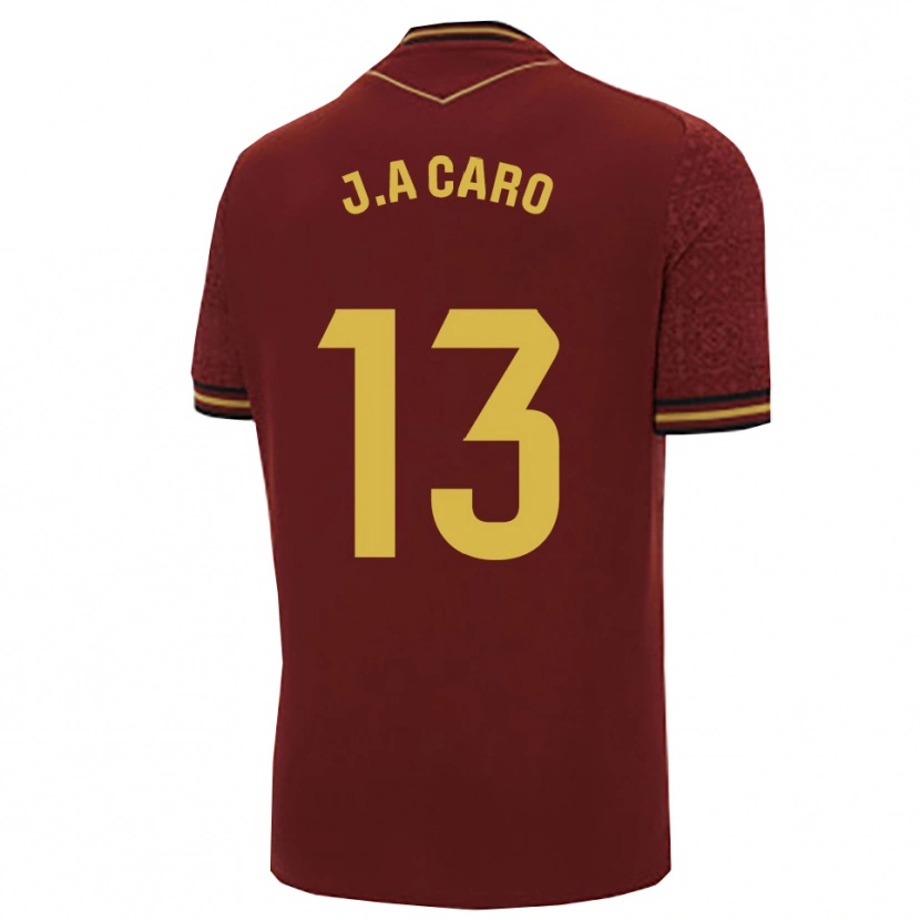 Danxen Børn José Antonio Caro #13 Bordeaux Guld Udebane Spillertrøjer 2025/26 Trøje T-Shirt
