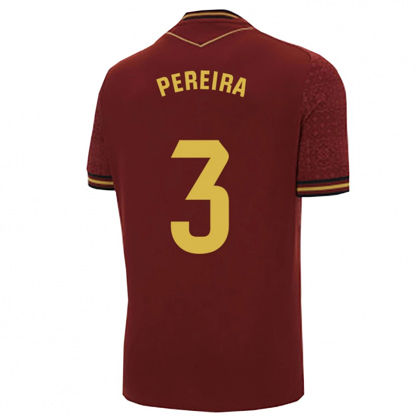 Danxen Børn Raúl Pereira #3 Bordeaux Guld Udebane Spillertrøjer 2025/26 Trøje T-Shirt
