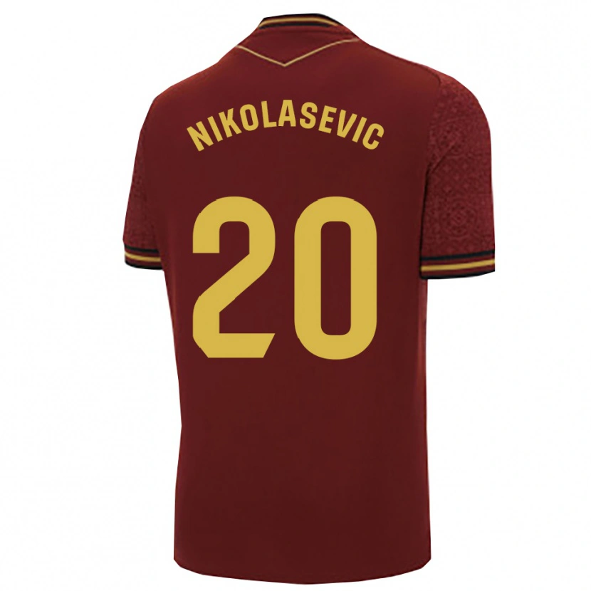 Danxen Børn Mirko Nikolasevic #20 Bordeaux Guld Udebane Spillertrøjer 2025/26 Trøje T-Shirt