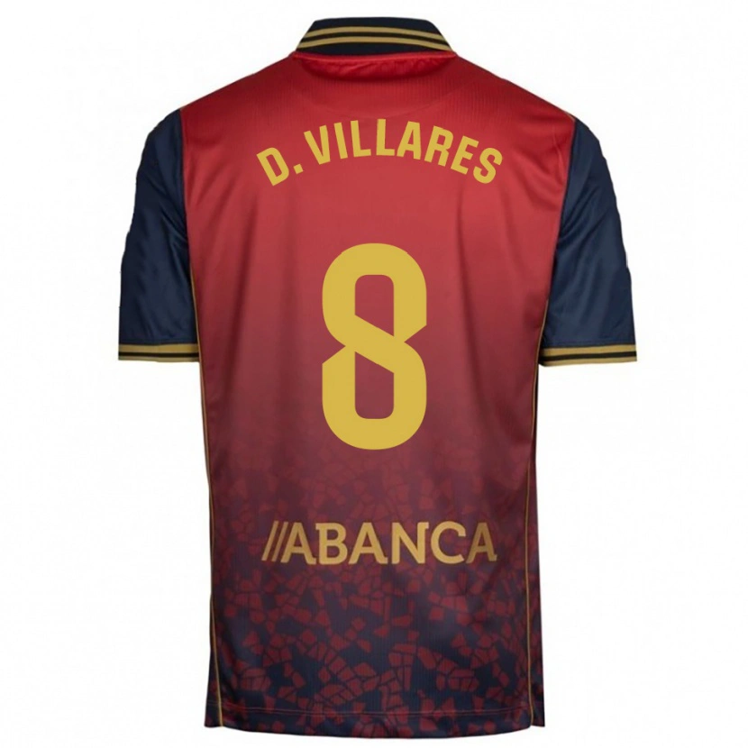 Danxen Børn Diego Villares #8 Rød Navy Udebane Spillertrøjer 2025/26 Trøje T-Shirt