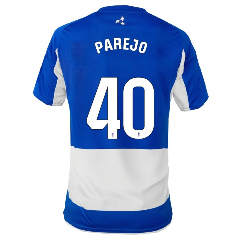 Danxen Børn Jesús Parejo #40 Blå Hvid Udebane Spillertrøjer 2025/26 Trøje T-Shirt