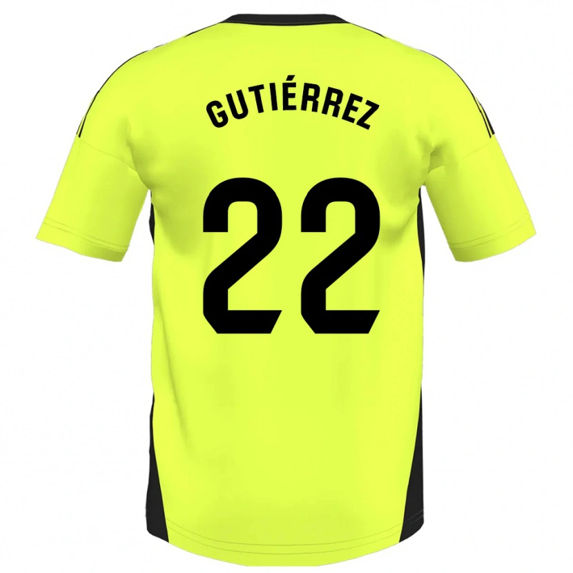 Danxen Børn Juan Gutiérrez #22 Fluorescerende Gul Udebane Spillertrøjer 2025/26 Trøje T-Shirt
