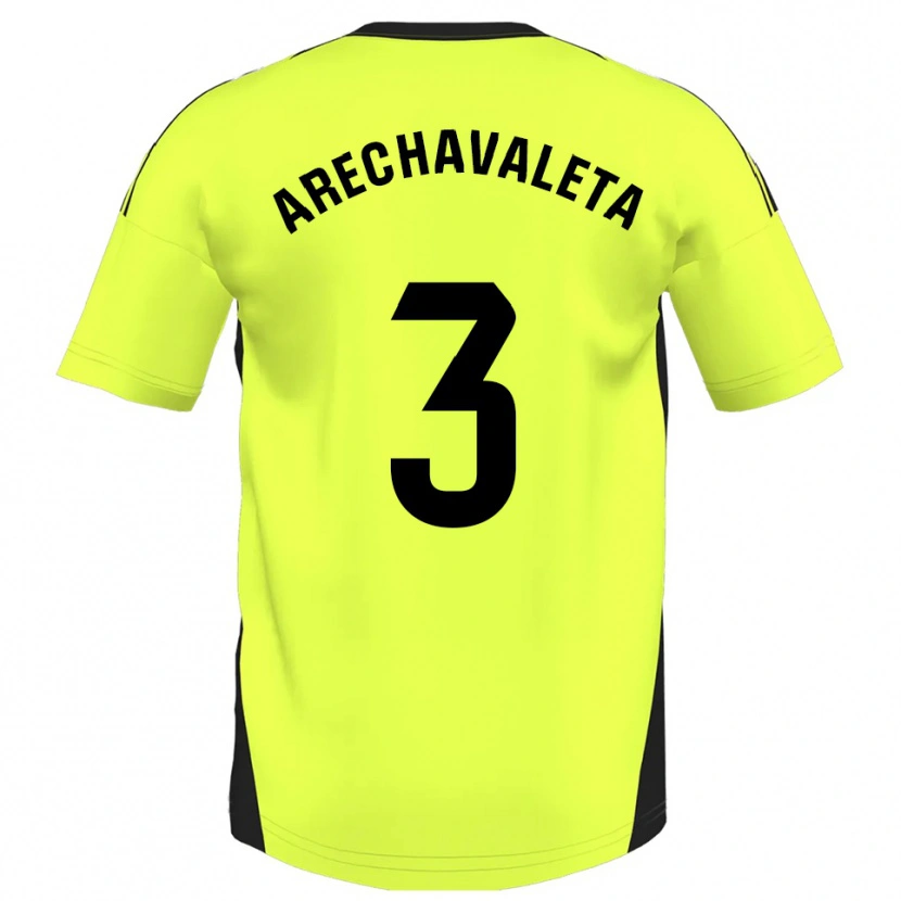 Danxen Børn Jorge Arechavaleta #3 Fluorescerende Gul Udebane Spillertrøjer 2025/26 Trøje T-Shirt