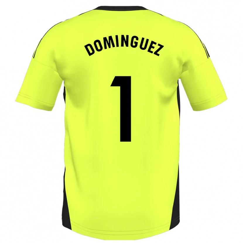 Danxen Børn Iago Domínguez #1 Fluorescerende Gul Udebane Spillertrøjer 2025/26 Trøje T-Shirt