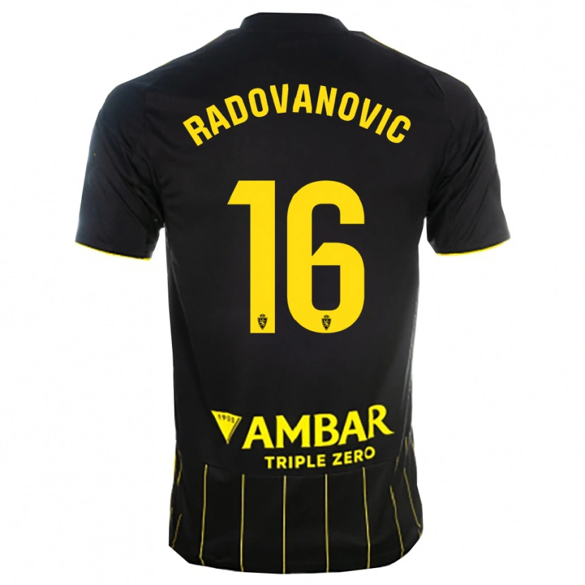 Danxen Børn Aleksandar Radovanovic #16 Sort Gul Udebane Spillertrøjer 2025/26 Trøje T-Shirt