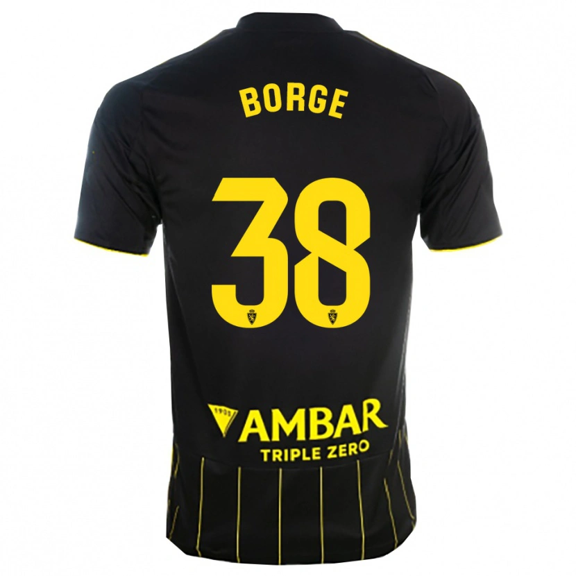 Danxen Børn Andrés Borge #38 Sort Gul Udebane Spillertrøjer 2025/26 Trøje T-Shirt