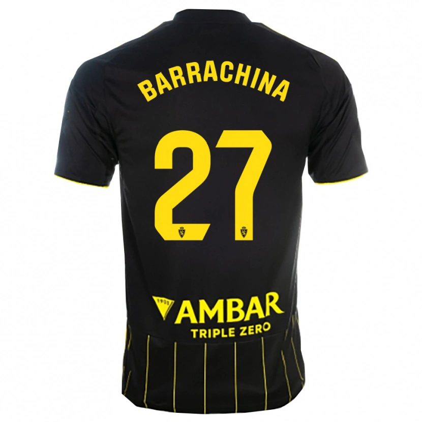 Danxen Børn Hugo Barrachina #27 Sort Gul Udebane Spillertrøjer 2025/26 Trøje T-Shirt