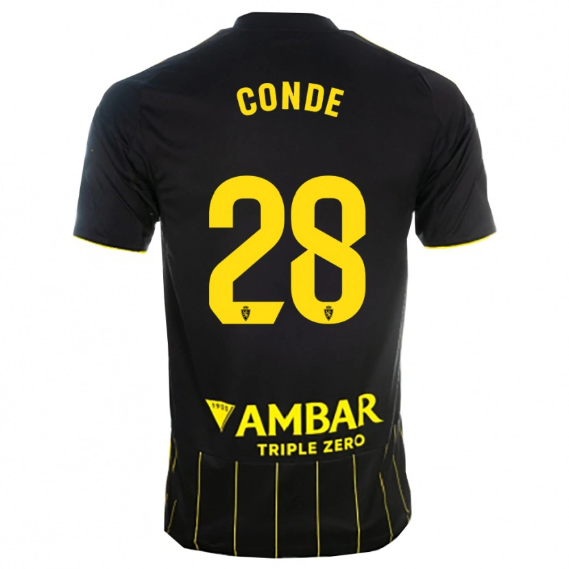 Danxen Børn Miguel Conde #28 Sort Gul Udebane Spillertrøjer 2025/26 Trøje T-Shirt
