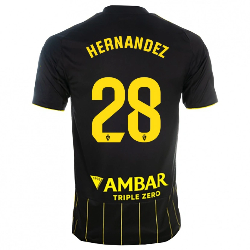 Danxen Børn Diego Hernández #28 Sort Gul Udebane Spillertrøjer 2025/26 Trøje T-Shirt
