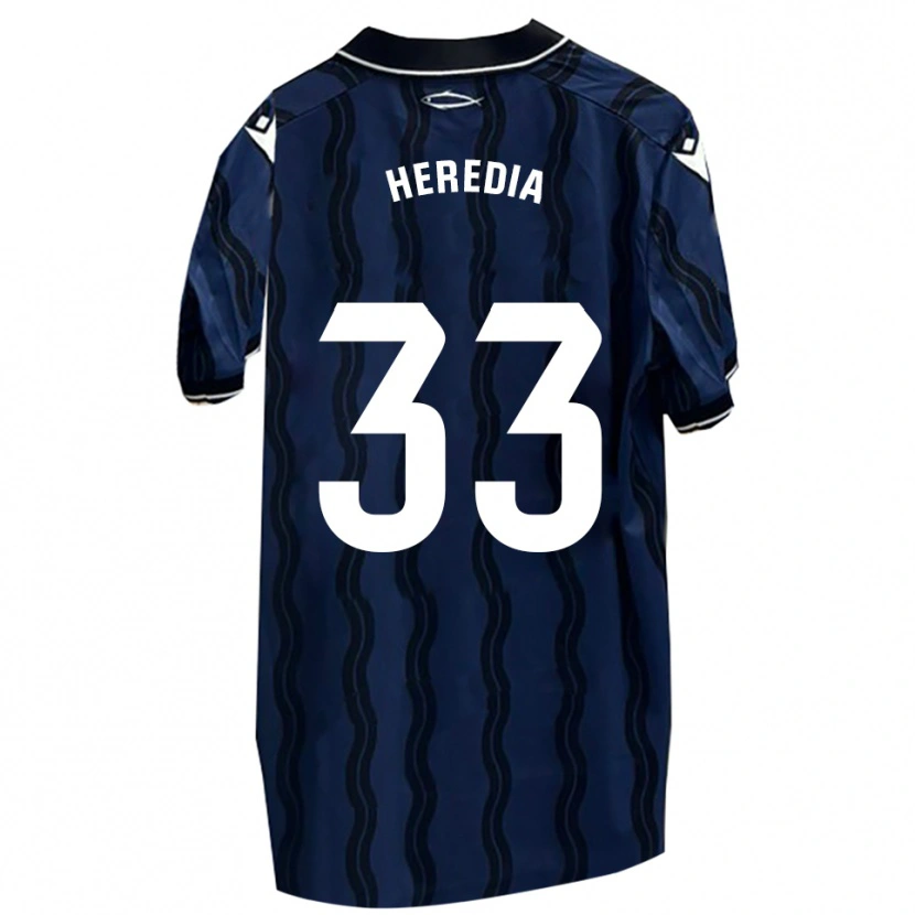 Danxen Børn Juanpe Heredia #33 Mørkeblå Sort Udebane Spillertrøjer 2025/26 Trøje T-Shirt