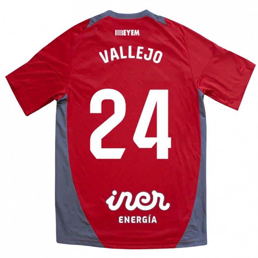 Danxen Børn Jesús Vallejo #24 Rød Grå Udebane Spillertrøjer 2025/26 Trøje T-Shirt