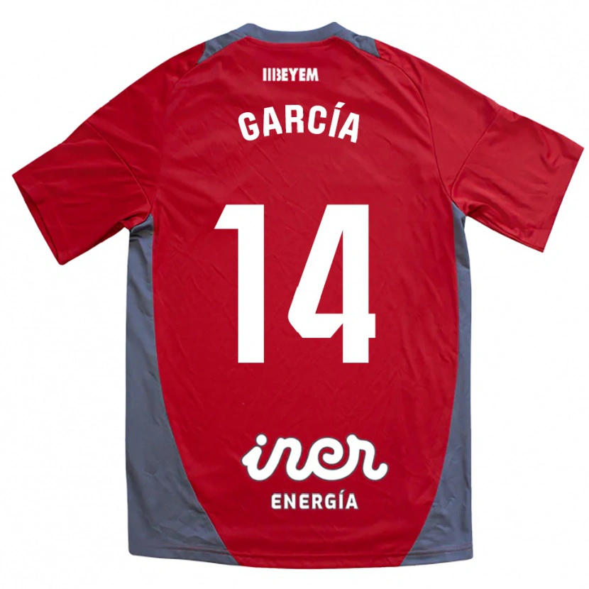 Danxen Børn Jon García #14 Rød Grå Udebane Spillertrøjer 2025/26 Trøje T-Shirt