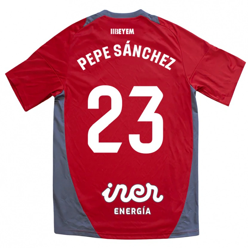Danxen Børn Pepe Sánchez #23 Rød Grå Udebane Spillertrøjer 2025/26 Trøje T-Shirt