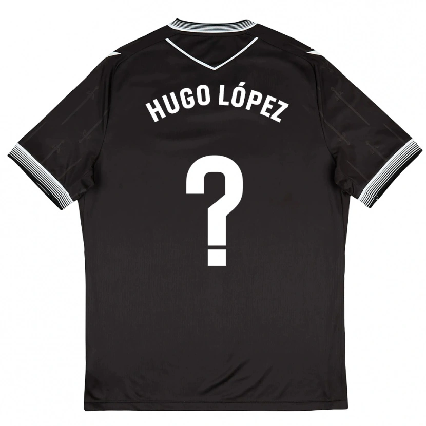 Danxen Børn Hugo López #0 Sort Hvid Udebane Spillertrøjer 2025/26 Trøje T-Shirt