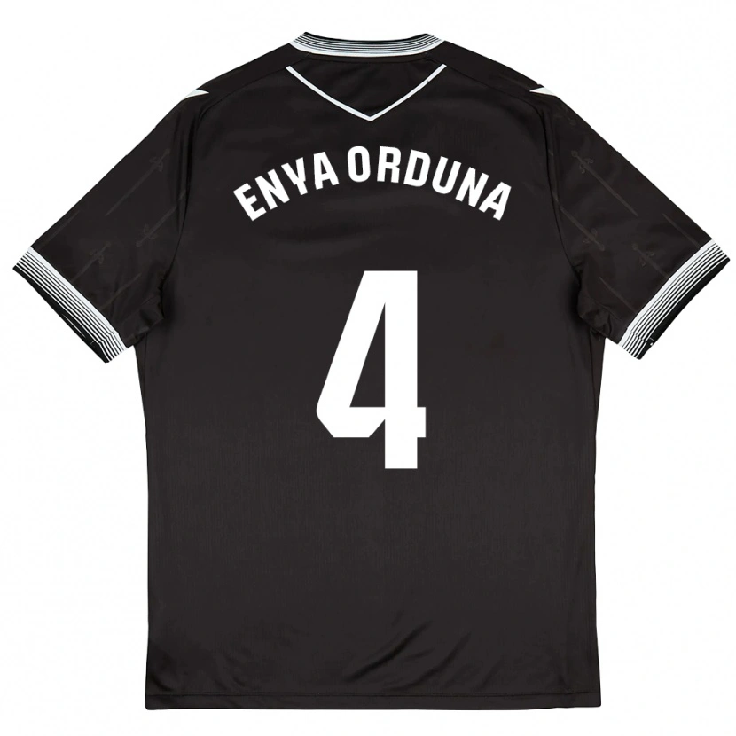 Danxen Børn Enya Orduna #4 Sort Hvid Udebane Spillertrøjer 2025/26 Trøje T-Shirt