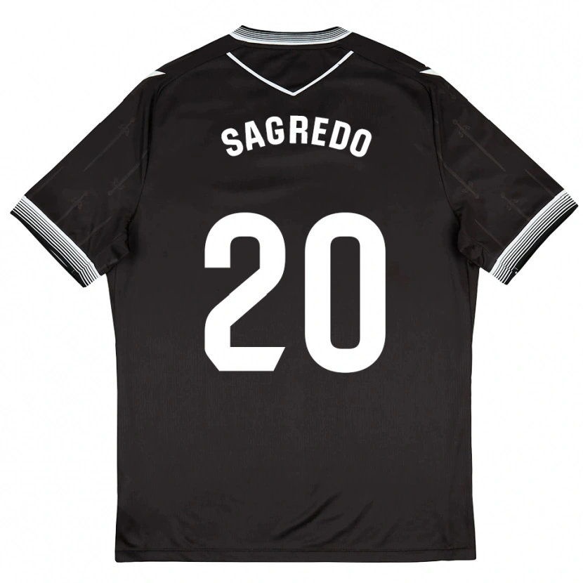 Danxen Børn Pablo Sagredo #20 Sort Hvid Udebane Spillertrøjer 2025/26 Trøje T-Shirt