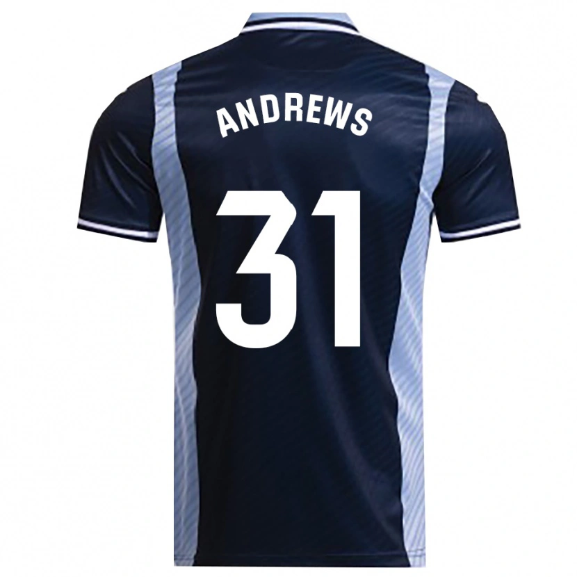 Danxen Børn George Andrews #31 Navy Himmelblå Udebane Spillertrøjer 2025/26 Trøje T-Shirt