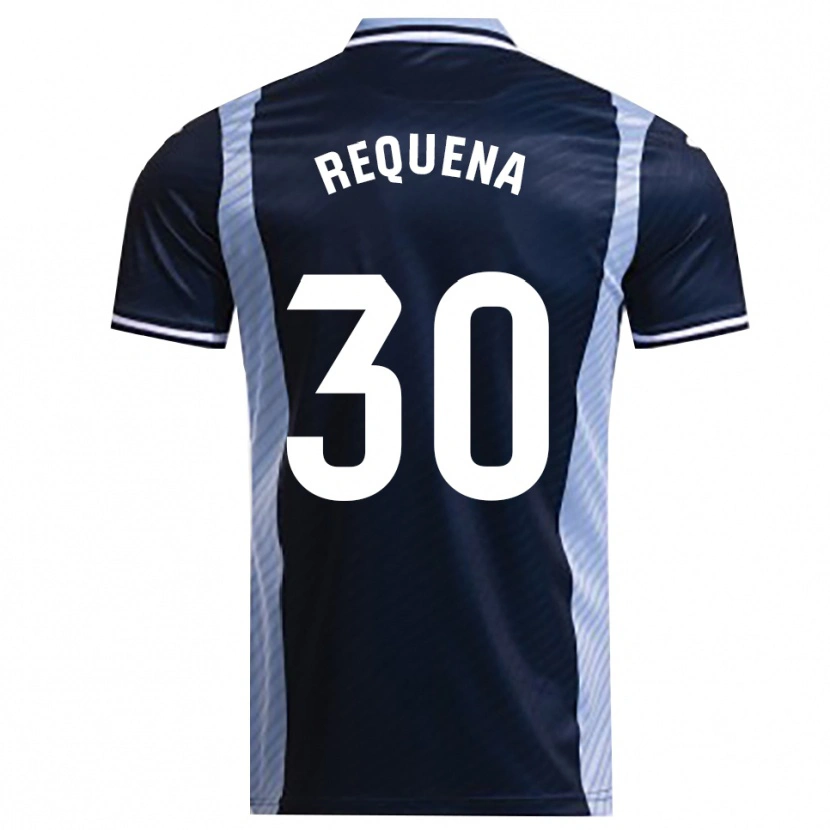 Danxen Børn Dani Requena #30 Navy Himmelblå Udebane Spillertrøjer 2025/26 Trøje T-Shirt