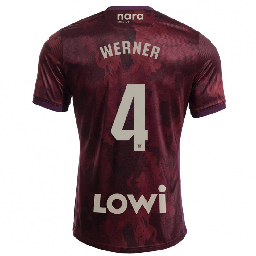 Danxen Børn Henri Werner #4 Bordeaux Hvid Udebane Spillertrøjer 2025/26 Trøje T-Shirt