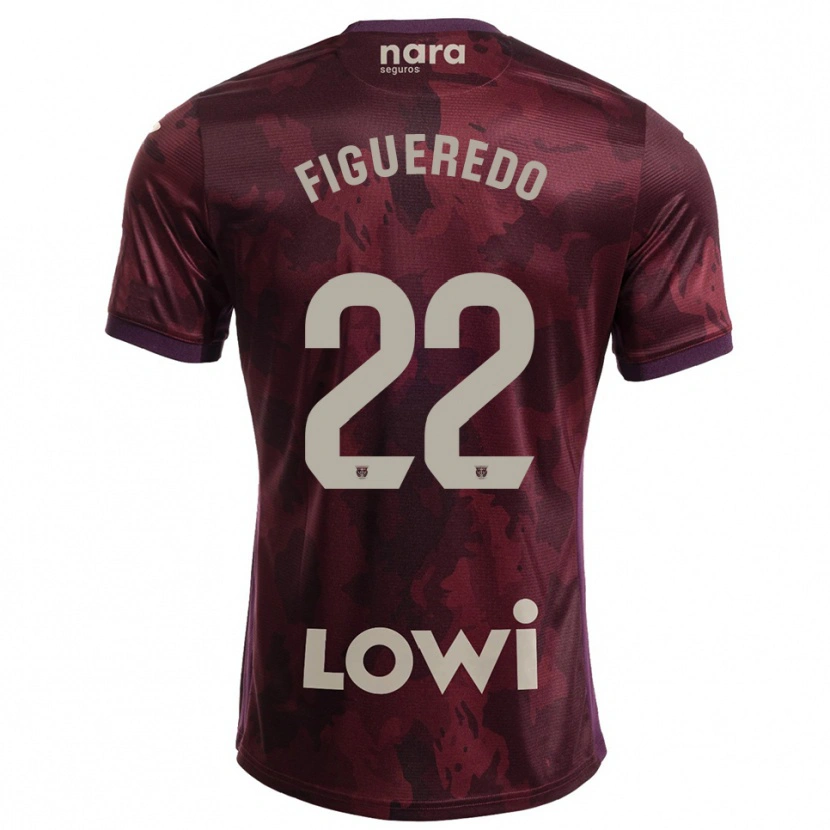 Danxen Børn Sebastián Figueredo #22 Bordeaux Hvid Udebane Spillertrøjer 2025/26 Trøje T-Shirt