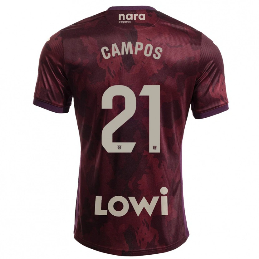 Danxen Børn Andrés Campos #21 Bordeaux Hvid Udebane Spillertrøjer 2025/26 Trøje T-Shirt