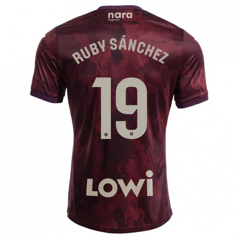 Danxen Børn Ruby Sánchez #19 Bordeaux Hvid Udebane Spillertrøjer 2025/26 Trøje T-Shirt