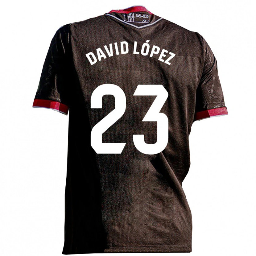 Danxen Børn David López #23 Sort Rød Udebane Spillertrøjer 2025/26 Trøje T-Shirt
