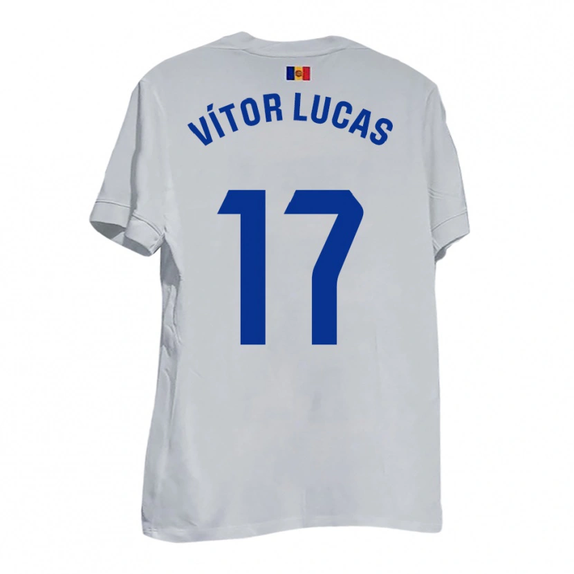 Danxen Børn Bruno Vítor Lucas #17 Hvid Blå Gul Udebane Spillertrøjer 2025/26 Trøje T-Shirt