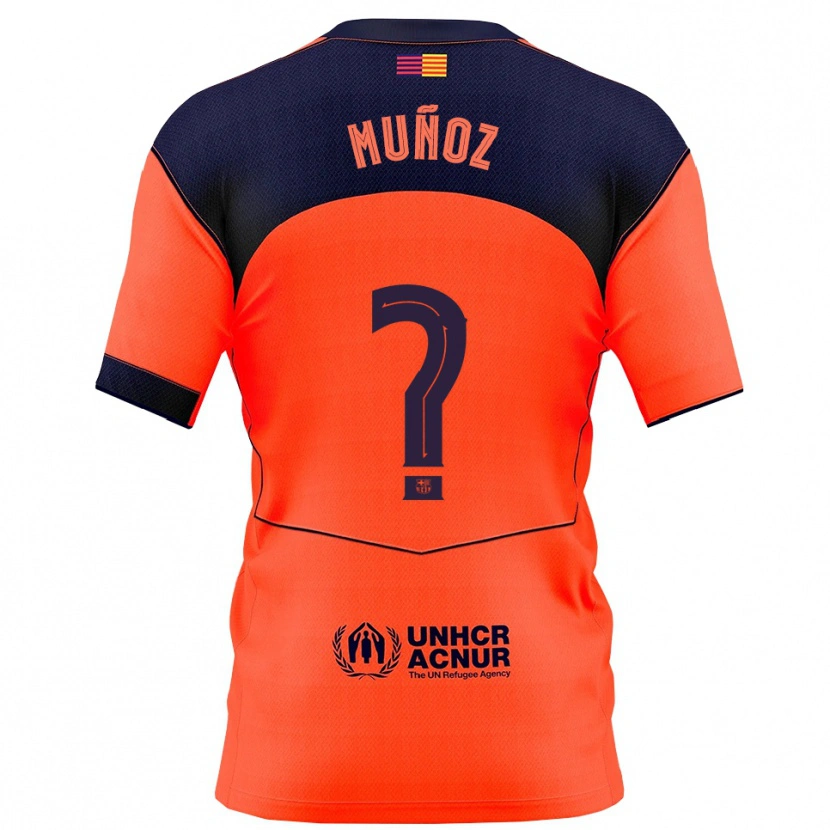 Danxen Børn Adrià Muñoz #0 Orange Navy Tredje Sæt Spillertrøjer 2025/26 Trøje T-Shirt