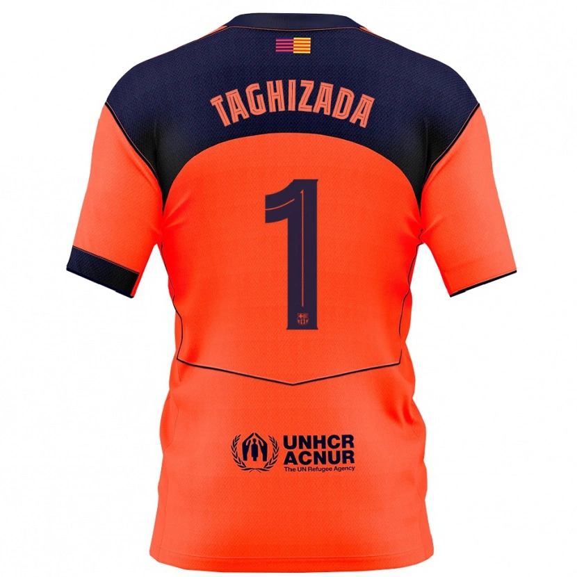 Danxen Børn Eldar Taghizada #1 Orange Navy Tredje Sæt Spillertrøjer 2025/26 Trøje T-Shirt