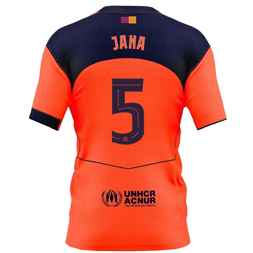 Danxen Børn Jana Fernández #5 Orange Navy Tredje Sæt Spillertrøjer 2025/26 Trøje T-Shirt